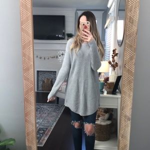 Caslon Zippered Gray Tunic Sweater